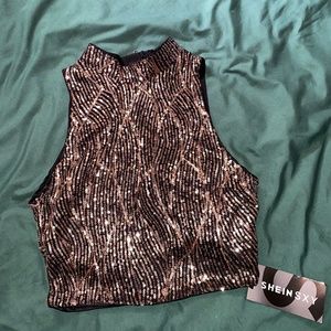 Sequin high neck crop top